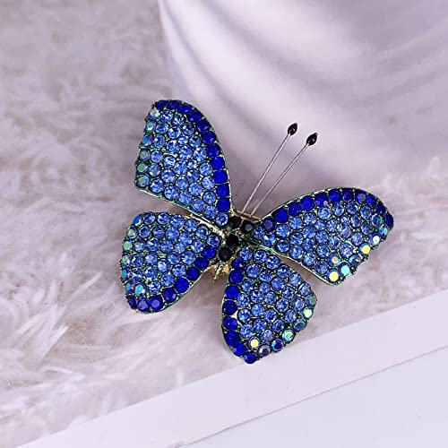 Image of SELOVO Butterfly Crystal Brooch Pin Jewelry Rhinestone Gold Tone