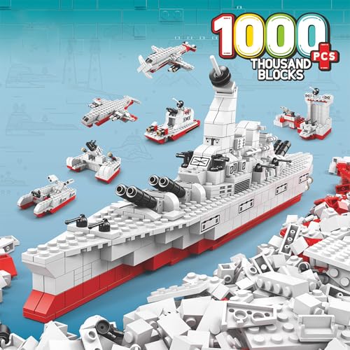 Image of 6-in-1 War Ship Building Block Set - Build Boats, Yachts & More | 1000+ Pieces STEAM /STEM Toy for Kids | Durable & Safe(ABS) | Comes in Colorful Poly Bag | 12 Months Manufacturing Warranty