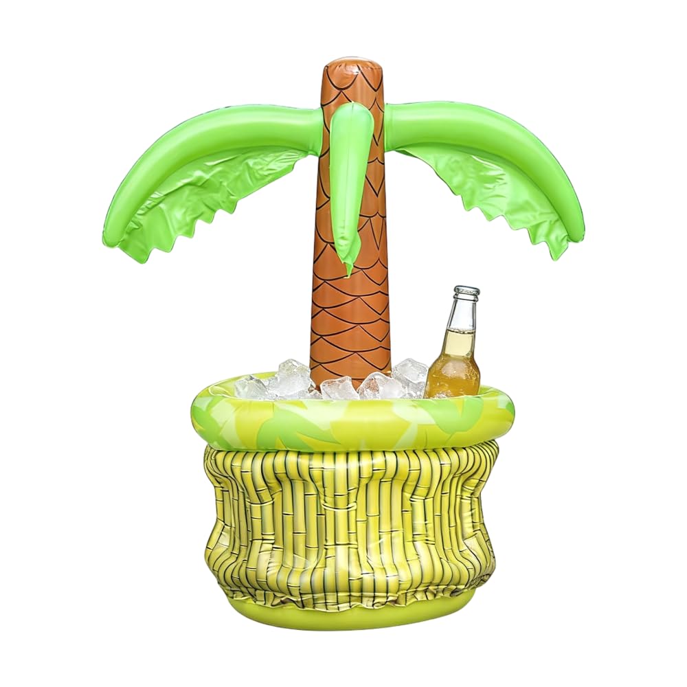 Inflatable Coconut Tree Ice Bucket, PVC Lightweight Ice Bucket with Realistic Hawaiian Design, Long-Lasting Beverage Cooling Bucket for Summer Parties, Beach Events, Camping, Backyard Gatherings