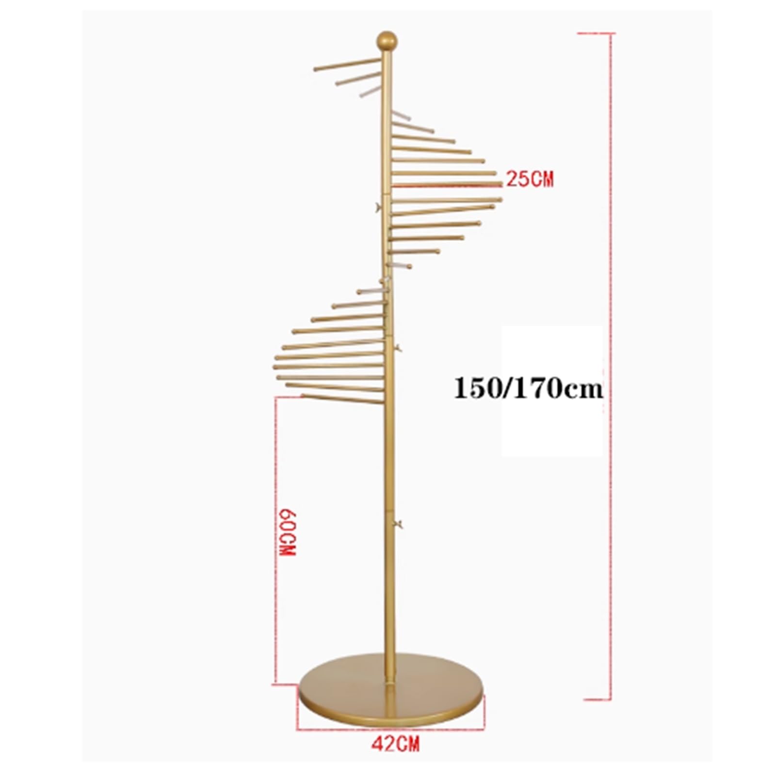 Perchero en Espiral de Metal para Bufandas, 28-30 Varillas, para Colgar Pantalones y Cinturones, Ahorra Espacio, para Salas de Manualidades, centros comerciales, Tiendas de Ropa (Blanco, 150