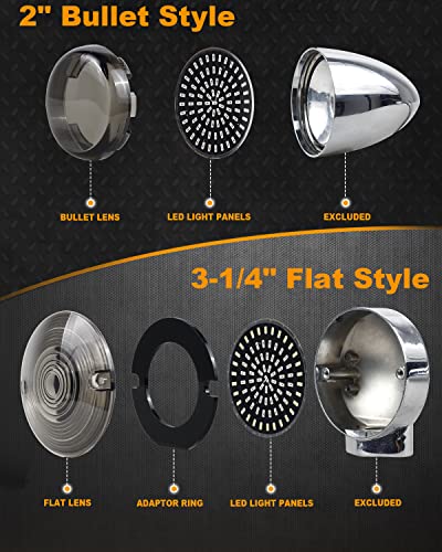 Image of NTHREEAUTO 1157 LED Front Rear Turn Signals, 2 Inch Bullet + 3-1 /4 Inch Flat Smoked Turn Signal Light Lens Compatible with Harley Dyna Softail Sportster Road King Street Glide Touring 1986-2023