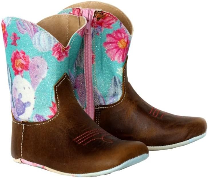 Tin Haul Infant-Girls' Happy Flower Western Boot Broad Square Toe