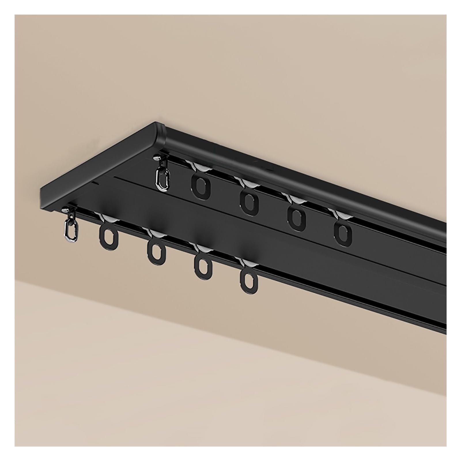 Rail de plafond en aluminium double couche noir 2m au design minimaliste