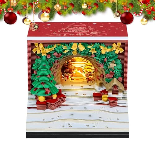 Gupcaqosjw 3Dカレンダー 2026 | 3D カレンダー メモパッド クリスマス デコレーション - LED ライト付き 工作 キット 教師 大人 子供 プランニング - 自宅 アパート 学校 教室 寮 オフィス