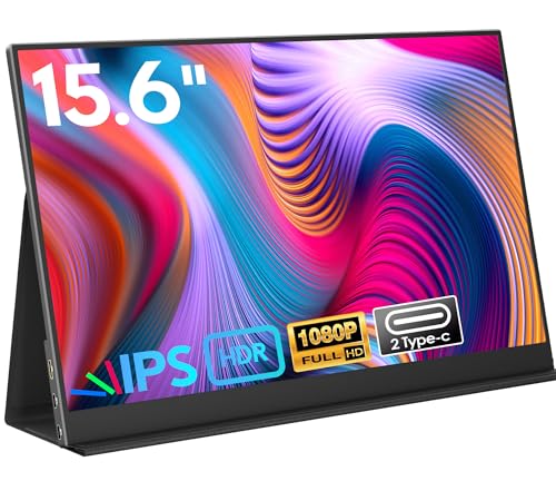 ZSCMALLS Portable Monitor, 15.6' 1080P FHD Laptop Monitor USB-C HDMI Computer Display IPS Second...