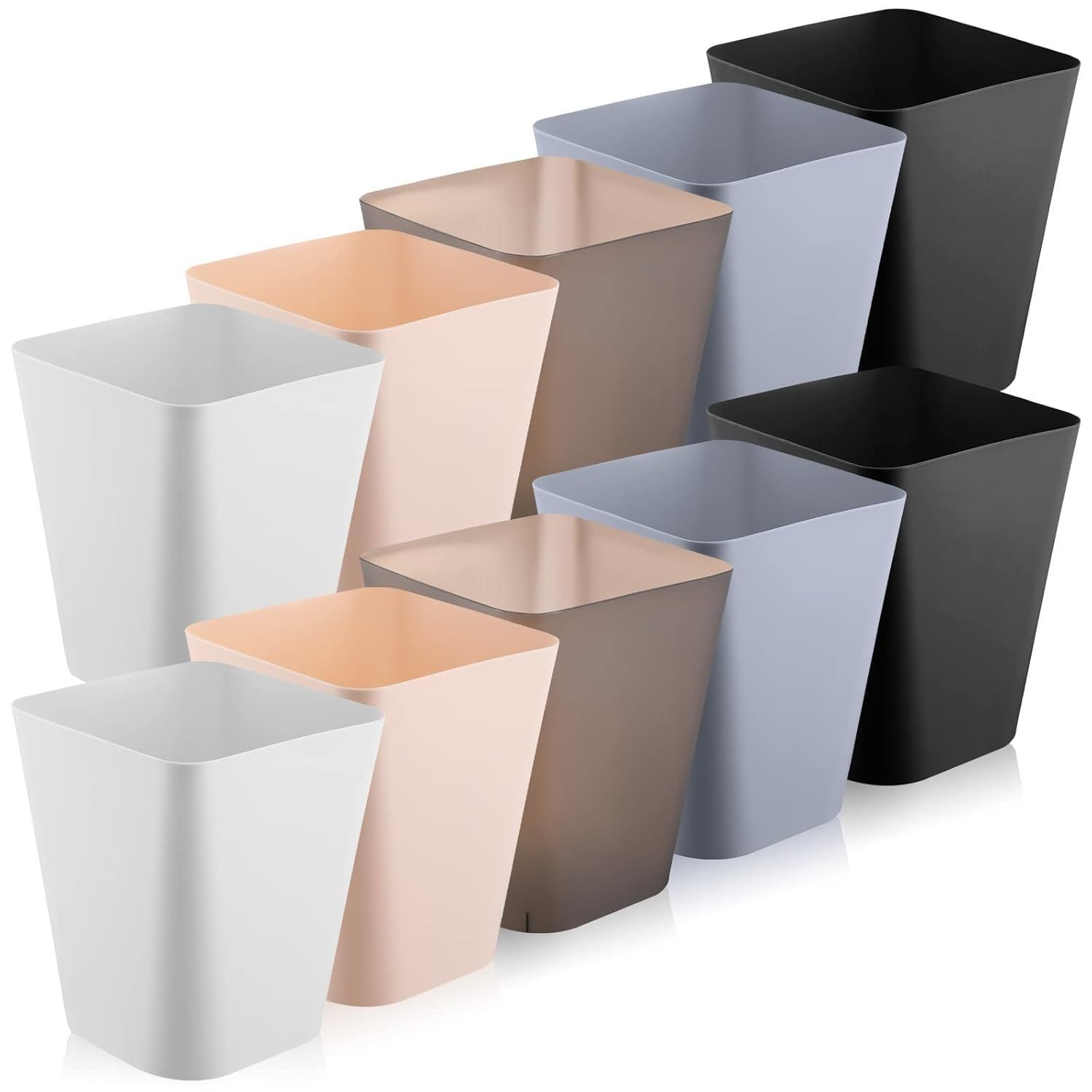 12 Pack Small Trash Can - 2 Gallon Plastic Garbage Can Small Waste Basket for Bathroom Office Kitchen Living Room Bedroom Home Under Desk