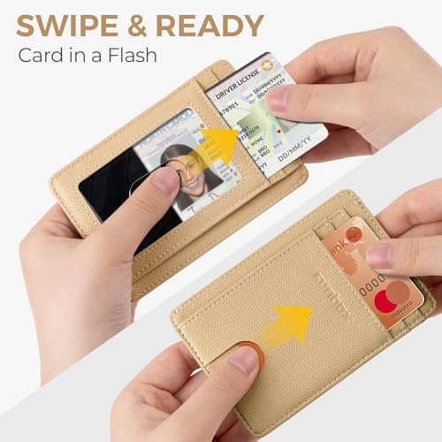 Image of RUNBOX Slim Minimalist Front Pocket RFID Blocking Leather Wallets for Men and Women Card Holder Wallets Gifts for men