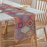 【Langlebiges Material】: Die tischläufer floral bestehen aus Leinen, das langlebig, knitterfrei, maschinenwaschbar ist und nicht leicht verblast. Der tischläufer frühling ist gut verarbeitet, allseitig genäht, nicht leicht zu verlieren. Gut gestaltete rechteckige Tischdecken, die Ihren Tisch vor heilyn Pfannen, Kratzern und Spritzern sch schützen klynnen, halten die Tischplatte sauber.