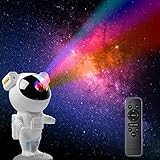 7 luces de estrellas de ambiente diferente: el control remoto puede realizar la transformación de 7 nebulosas diferentes, y la luz también puede ser controlada por el astronauta. La cabeza del astronauta se puede girar 360° para iluminar toda tu habitación. El efecto es mejor cuando se utiliza en un ambiente oscuro.