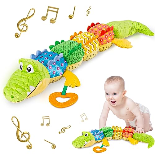 Image of Sumobaby Infant Baby Musical Stuffed Animal Activity Soft Toys with Teether, Multi-Sensory Crinkle, Rattle and Textures, for Tummy Time Newborn 0-3-6-12 Months Boys, Girls, Crocodile (Alligator)