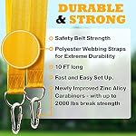 10Ft Kit de suspension de swings d'arbres (ensemble de 2) Prises 2200 lbs, extra long arbre balançoire ou hamac swing cintre réglable avec 2 Carbines pour hamacs ou jeux de balançoires