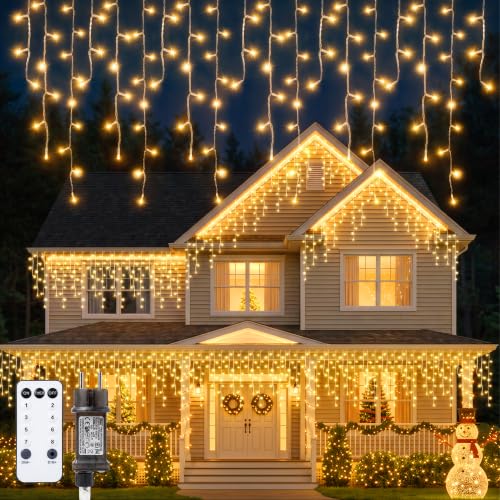 Eisregen Lichterkette Außen, 9M 360 LED Weihnachtsbeleuchtung...