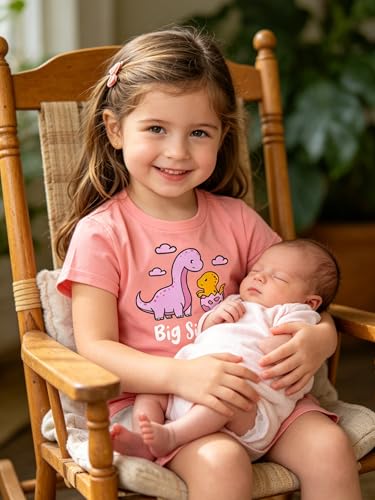 Image of Funnycokid Big Sister Shirts for Girls Pregnancy Announcement Toddler Promoted to T-Shirt 1-7 Years