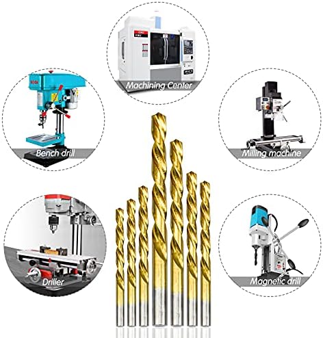 99pcs Drill Bit Set 1.5-10mm Titanium Coated HSS High-Speed Steel Twist Drill Bits, for Drilling Woodworking Wood Aluminum Copper Steel Plastic