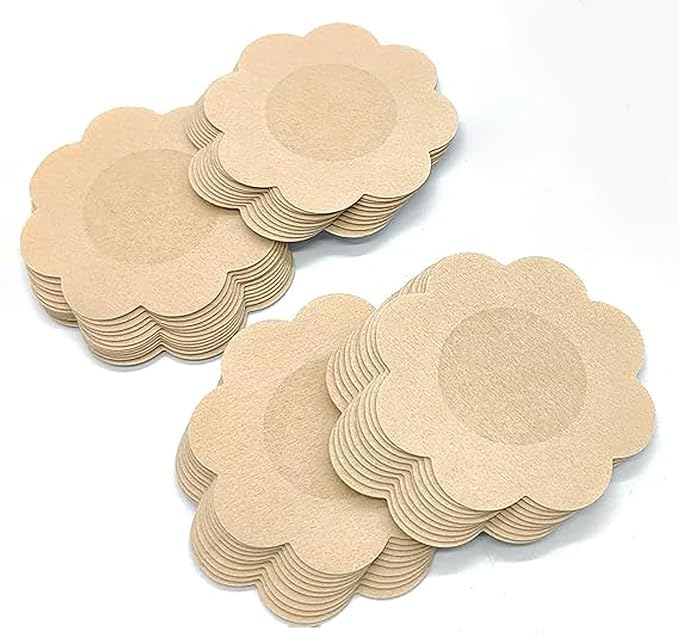 shopecom Nipple Covers for Women 10 Pcs Self-Adhesive Satin Pasties, Comfortable Invisible Breast Pads Latex-Free, Perfect for Weddings, Parties Skin Colour, Flower Shape Beige-picture-23