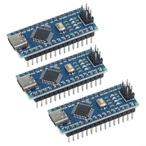 Jotekonoby Paquete de 3 unidades para nano módulo 5V 16MHz placa con puerto tipo C compatible con chipset Arduino IDE CH340 placa de desarrollo programable para mini placa de pan