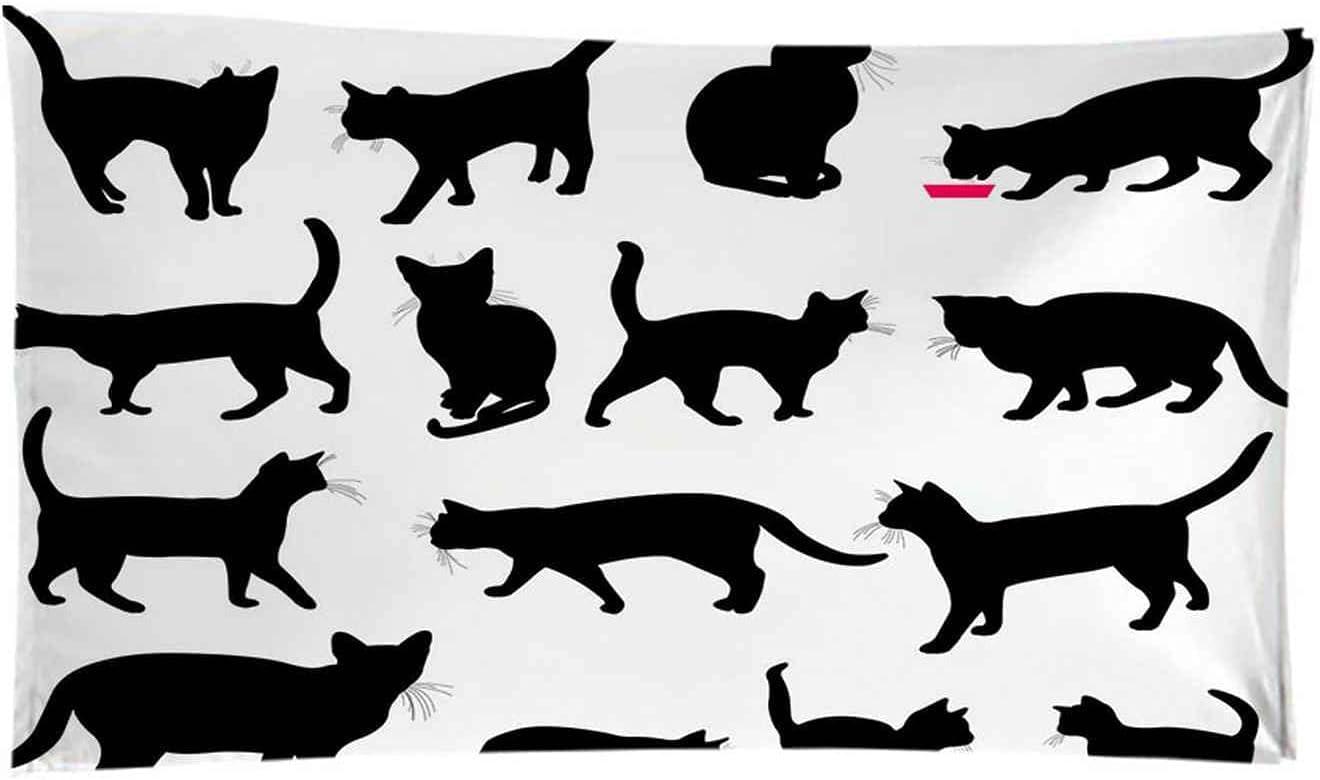 Strandtuch, Mikrofaser Handtuch Badetuch Strandhandtuch 3D Tierisches Schwarzes Katzenmuster XXL 150 X 200 cm, Sandabweisend Schnelltrocknend Mikrofaser Strandtuch, Für Strand/Poolside/Strand -2F6W