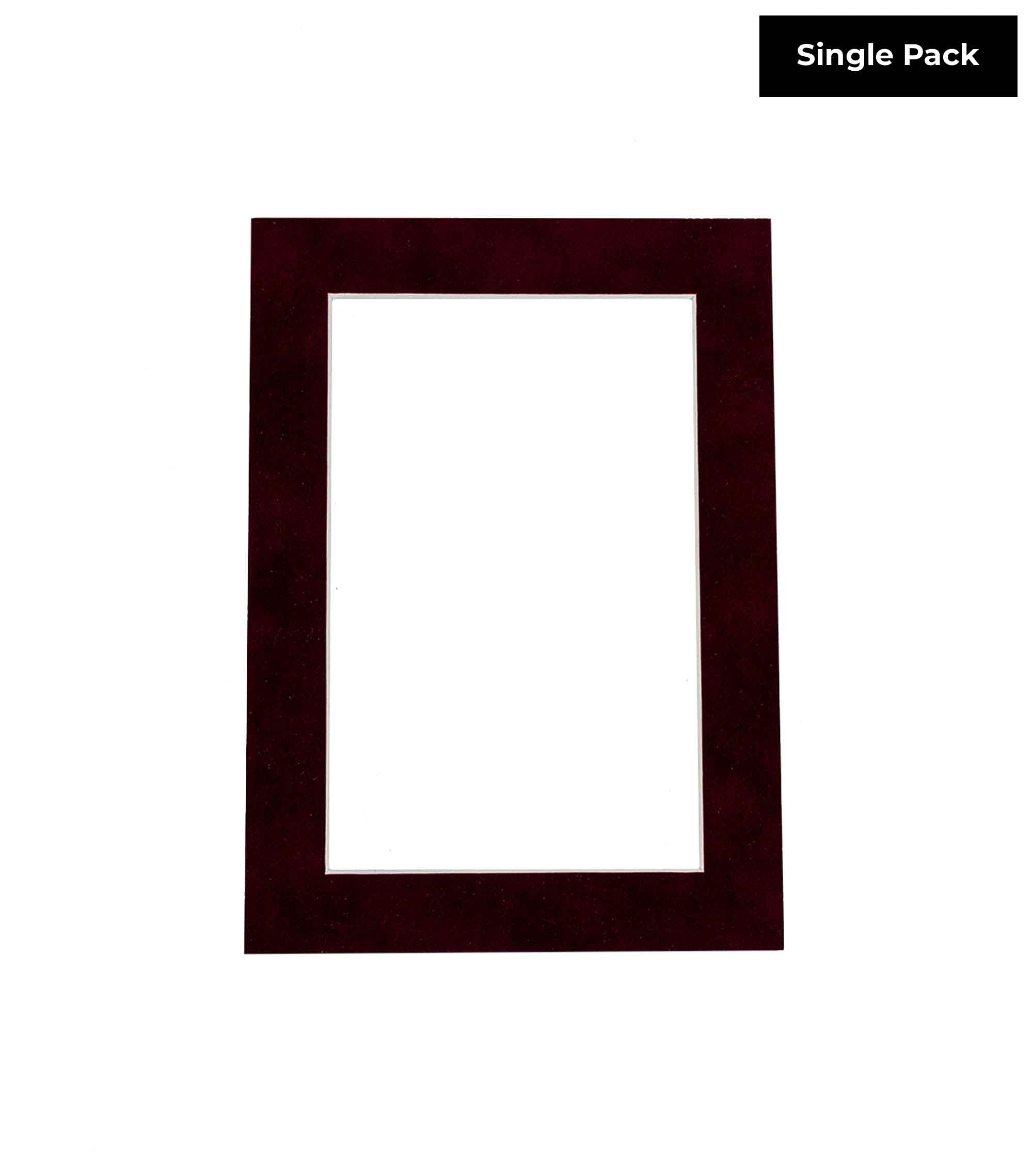 11x14 Mat Bevel Cut for 8x10 Photos - Acid Free Dark Red Suede Precut Matboard with Backing Board and Crystal Clear, Self Seal Photo Mat Bag - for Pictures, Photos, Framing - 4-ply Thickness