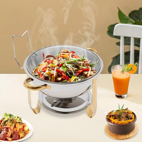 MBUYI Chafing Dish Edelstahl 5 Liter Warmhaltebehälter Essen, Wärmebehälter für Speisen, Speisenwärmer | Wärmebehälter | Buffetwärmer | Bain Marie für Catering, Buffet und Party – Bild 3