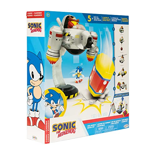 Sonic The Hedgehog Egg Mobile Battle Set with Sonic & Dr. Eggman 2.5 Inch Action Figures, Includes 1