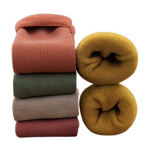 5 Pairs Warm Winter Plush Solid Color Women's Socks Velvet-thickened Thickened Cozy socks Autumn And Winter Fleece-Lining Thermal Socks-image-42