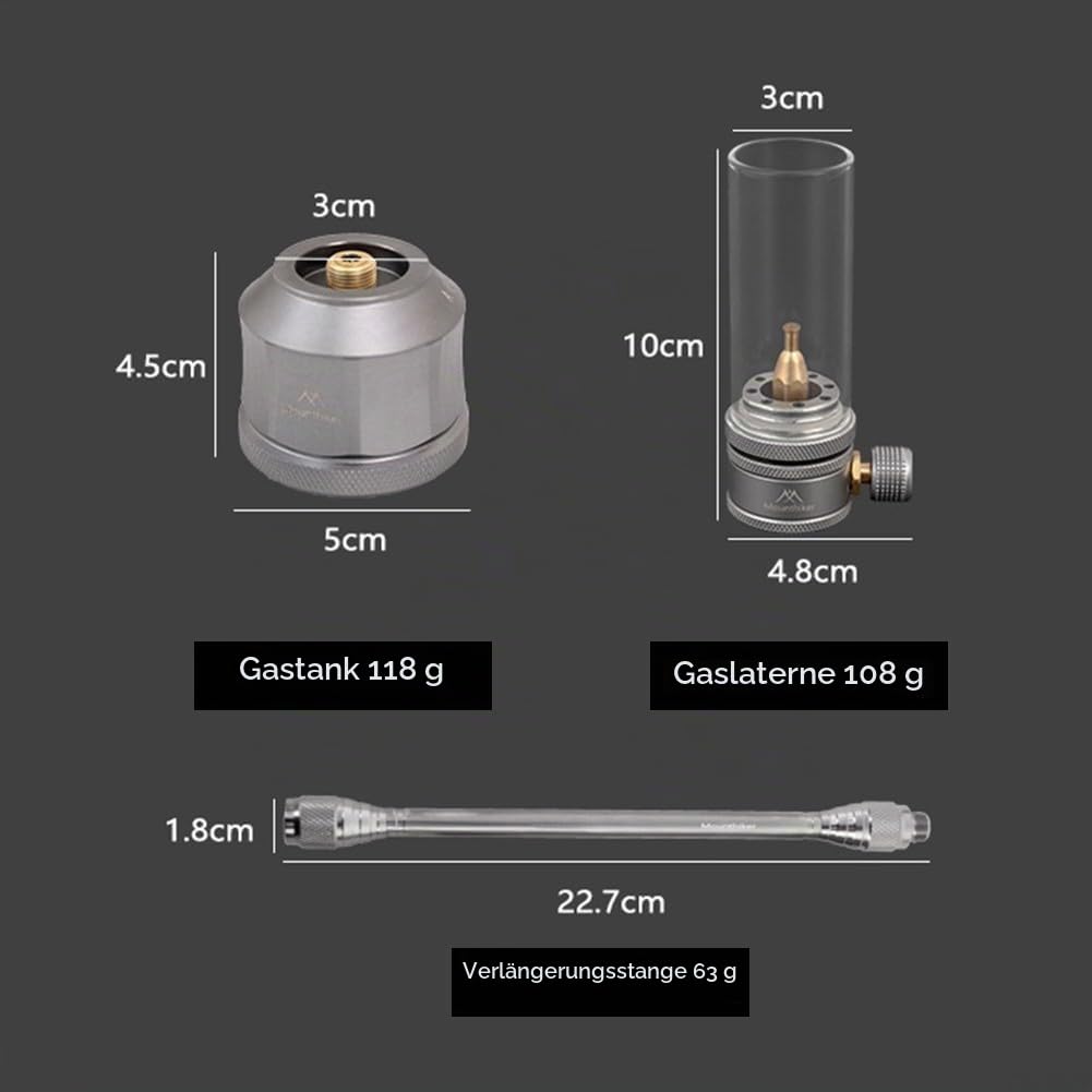 Gas-Camping-Laterne, Gas-Kerzenlichter, Lampe für Außenzelt, Wandern, mit leerer Tank-Verlängerungsstange (Gaslaterne)