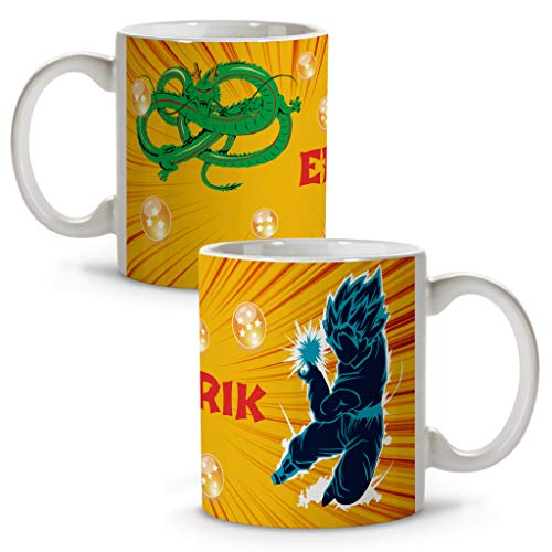 Taza Dragon Ball Personalizada con Nombre/Texto. Regalos Frikis Personalizados. Tazas Personalizadas de Cerámica. Varios Diseños y Colores de Interior. Dragon Ball