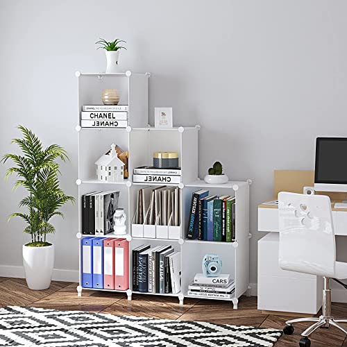 Funlax Cube Storage Shelf, 9 Storage Cubes Closet Organizers And Storage Portable Cube Storage Organizer Plastic Bookshelf Bookcase For Study Room, Bedroom, Office, White #TOP3