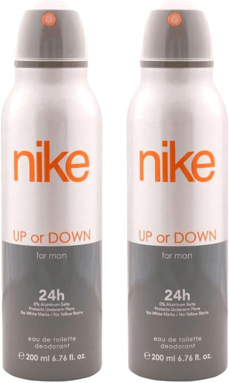 Nike Up Or Down Deodorant Aerosol For Men | Long-Lasting Freshness & Odour Protection | Sporty Masculine Fragrance | 200 ml Each (Pack of 2)