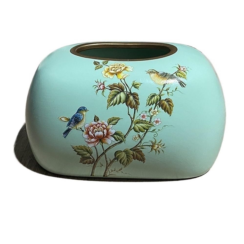 Wielofunkcyjny uchwyt na pudełko na chusteczki Ceramiczne pudełko na chusteczki niebieskie do salonu hotelowego, serwetki vintage Dekoracyjny serwetnik