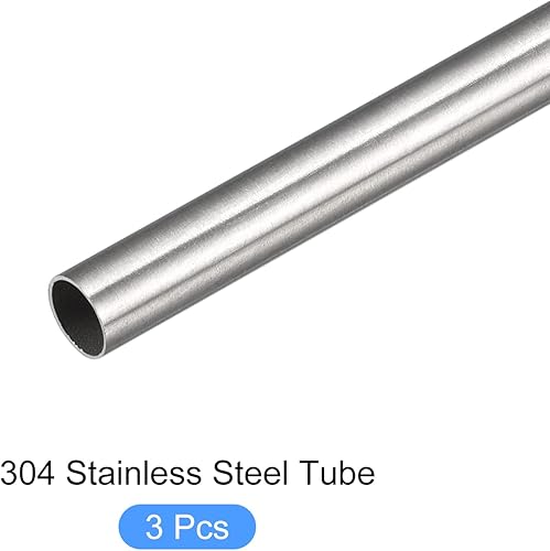Miniatura 5 de METALLIXITY Tubo de acero inoxidable 304 (0.394 in de diámetro x 0.020 in de pared T x 11.811 in de largo), 3 piezas, tubo recto, para muebles del
