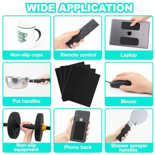 Image of Enhanced Cuttable Rubber Grip Tape, Ultra-Thin Strong Adhesive Non-Slip Tape for Safer Handles and Surfaces - Customizable, Waterproof, and Versatile Anti-Slip Solution (Black, 8 PCS)
