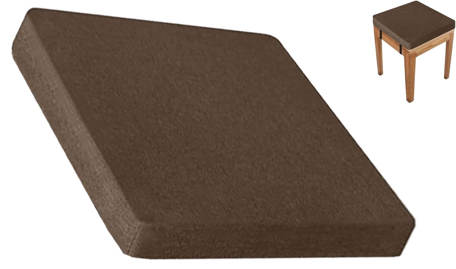 SDNAM Memory Foam Square Seat Cushion 3/5/8/10cm thick,25/28/30/35/40/45/50cm Stool Cushion, Chair Pad with Removable Cover for Dining Kitchen Bar Chairs(Q8,25x25x3cm)