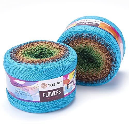 Image of YarnArt Cotton Acrylic Yarn Flowers 55% Cotton 45% Acrylic 250gr 1000m Multicolor Rainbow Sport Yarn (314)