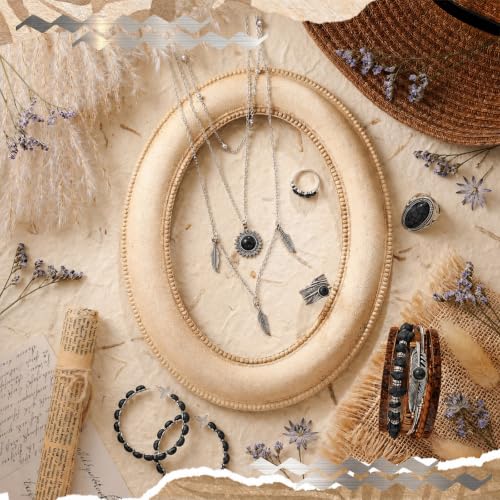 Image of Ecally Bohemian Western Jewelry Turquoise Set Women Country Pendant Long Choker Layered Bracelets Earrings Ring for Women