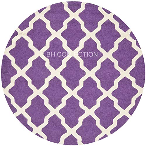 Image of Classical Look Round Handmade Tufted Plain Carpet with Super Soft & Pure Woolen Carpet for Your BEDROOMS & Living Room with 1 INCH Pile Height 6.0 X 6.0 FEET (180x180 cm) Multi