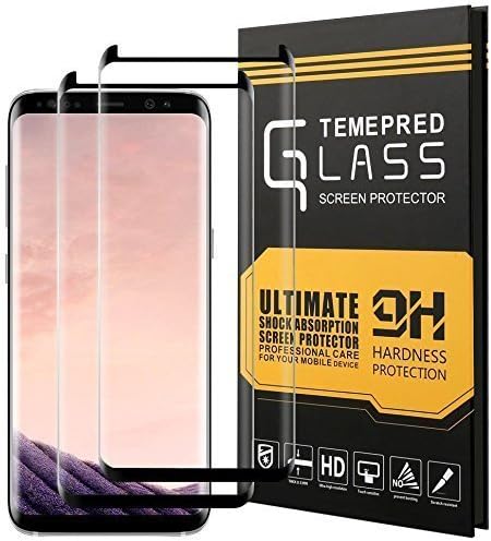 [2-Pack] Galaxy S8 Plus Glass Screen Protector, XKAUDIE Screen Protector [No Bubbles][Anti-Glare][Anti Fingerprint] 3D Curved Tempered Glass Screen Protector for Samsung Galaxy S8 Plus - Black