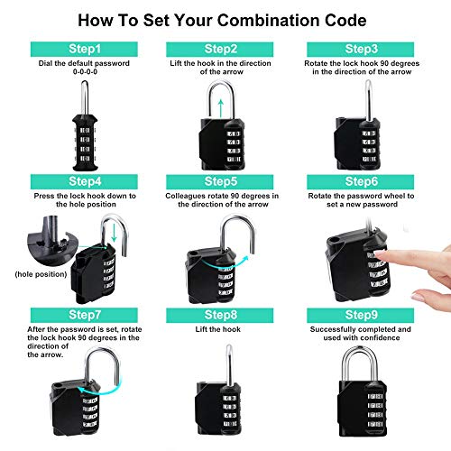 Image of ZHEGE Combination Lock Outdoor 3 Pack, 4 Digit Resettable Weatherproof Combination Padlock for Gym, School, Gates, Doors, Hasps Storage