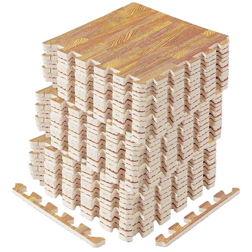 Yes4All Piastrelle in schiuma ad incastro, antiscivolo, per casa, palestra, legno di quercia chiaro, 36 piastrelle 30,5 x 30,5 x 1,2 cm, copertura 36 m²