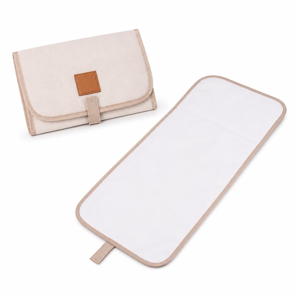 Portable Baby Changing Mat, Waterproof Foldable Travel Nappy Mat, Ivory