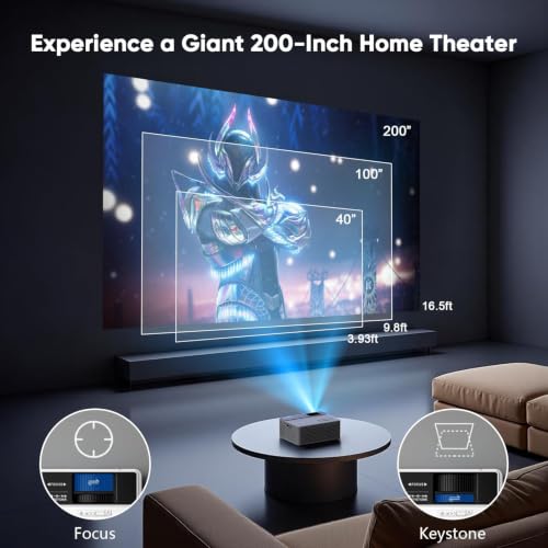 TMY Native 1080P Mini Portable Projector, 2-way Bluetooth, with 80in Screen - image 7