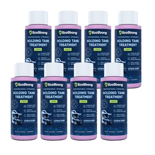 Eco Strong Tratamiento de tanque de retención para caravana | Potente destructor de olores bioactivo con enzimas de digestión de residuos de agua negra [8 disparos concentrados de 2 onzas, cítricos]