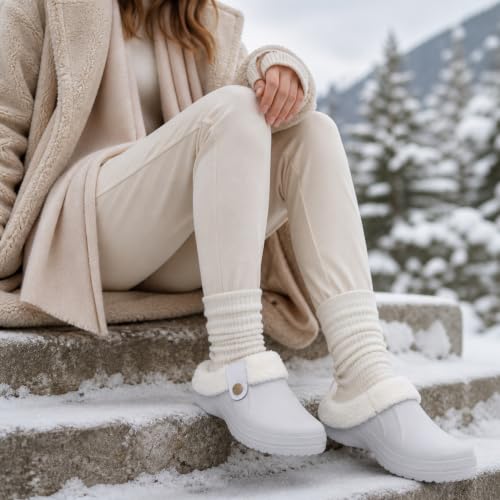 Image of Beslip Fur Lined Clogs for Women & Men Fuzzy Slippers with Memory Foam
