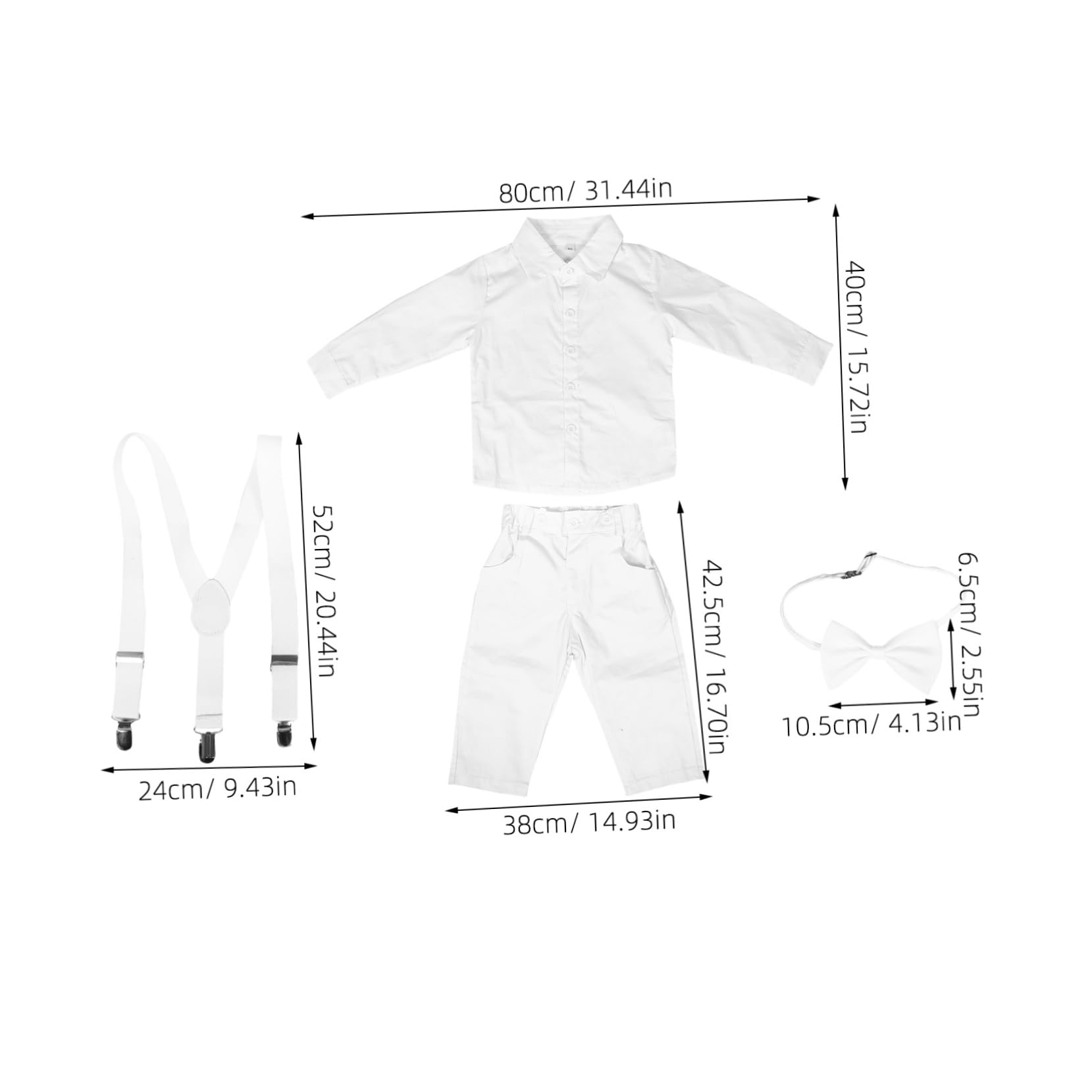 FOMIYES de Manga Larga con Pajarita y Pantalones con Tirantes Ropa de Caballero para Bautizos y Celebraciones