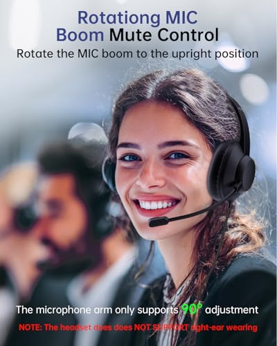 image for AOC USB Headset with Microphone for PC, Over-Ear Wired Headphones with