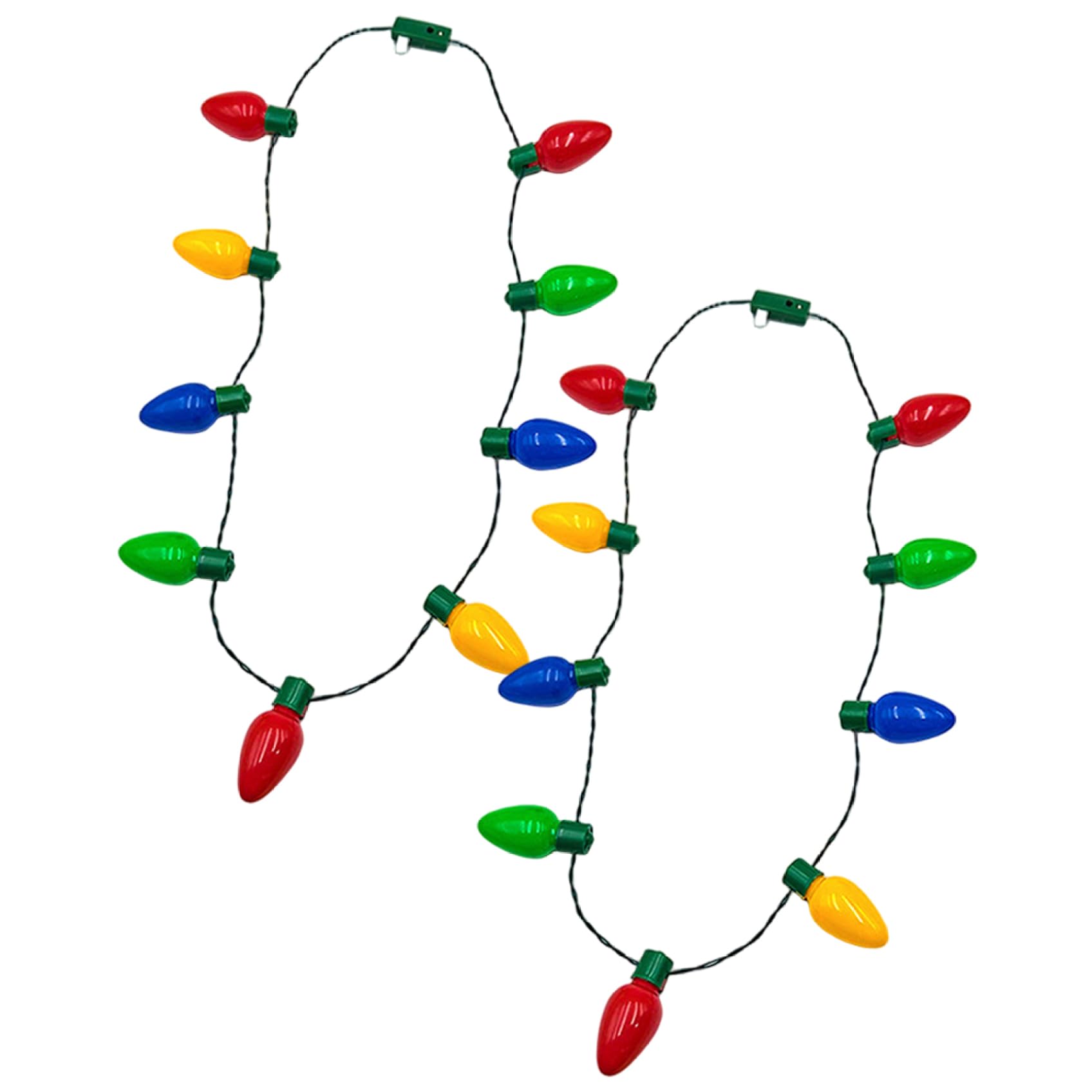 Joygoodta 2Pcs Light up Necklaces Colorful 9 LED Bulbs Christmas Necklace with 3 Flash Modes Christmas Decorations for Xmas Party Favor Supplies, Light up Necklace