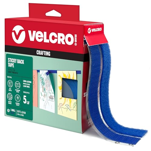 Image of VELCRO Brand Colors | Blue Sticky Back Tape | 10ft Roll with Adhesive, Cut Strips to Length | Mount Classroom Decor, Create Seasonal Craft Projects | Organize Home or Office