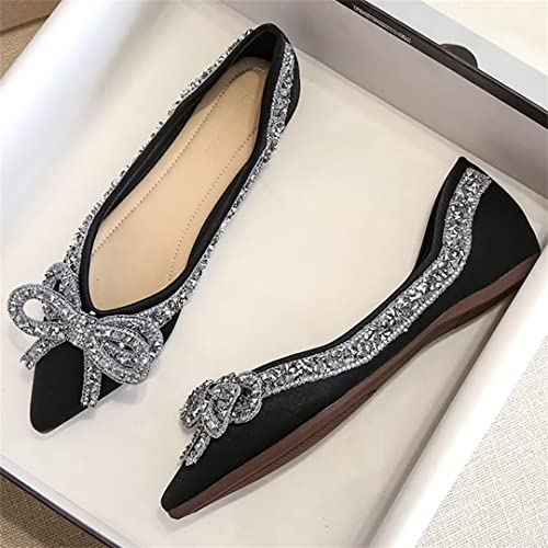 Stunner Women's Ballet Flats Shiny Pointed Toe Bowknot Flat Shoes Comfortable Wedding Slip on Dress Flats3