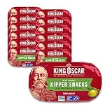 King Oscar Kipper Snacks in Extra Virgin Olive Oil, 3.54 Ounce Cans (Pack of 12), Lightly Smoked Herring Fillets, Wild Caught Canned Herring