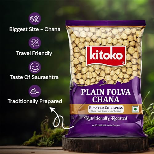 Image of Kitoko Plain Folva Chana 200gm Pack of 2, Unsalted Bhuna Chana without Skin